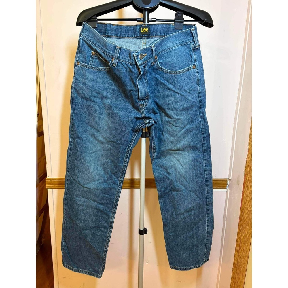 Lee Regular Fit Mens Blue Jeans 34x30 Medium Wash Denim 100% Cotton
